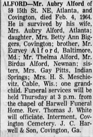 Obituary for Aubry ALFORD - 