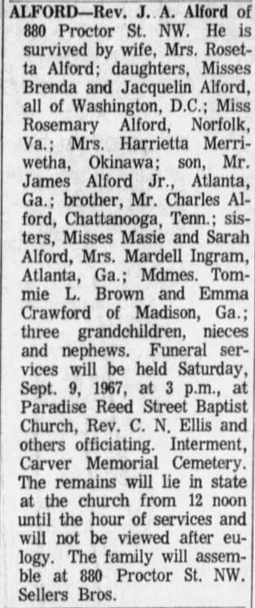 Obituary for Rev. J. ALFORD - 