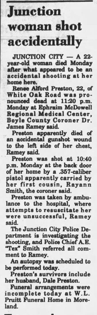 Obituary for Renee Alford Preston (Aged 22) - 