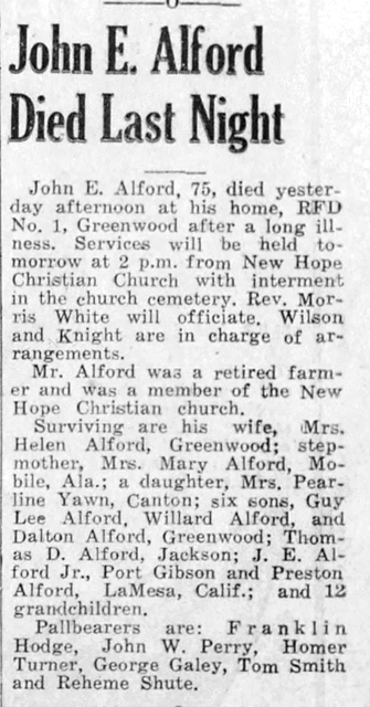 Obituary for John E. Alford (Aged 75) - 