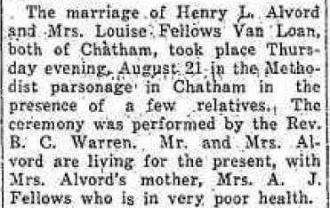 Alvord - Fellows Van Loan marriage