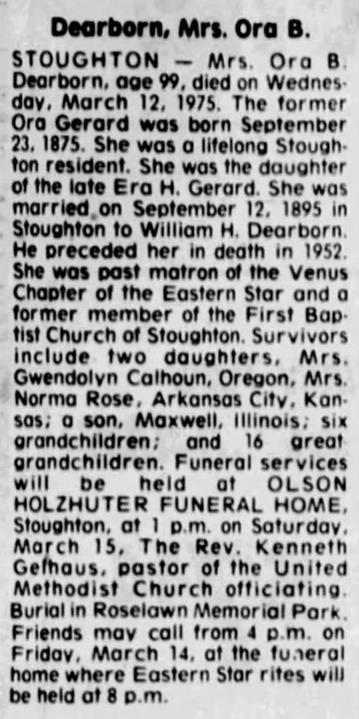 Obituary for Ora B. Dearborn (Aged 99) - 